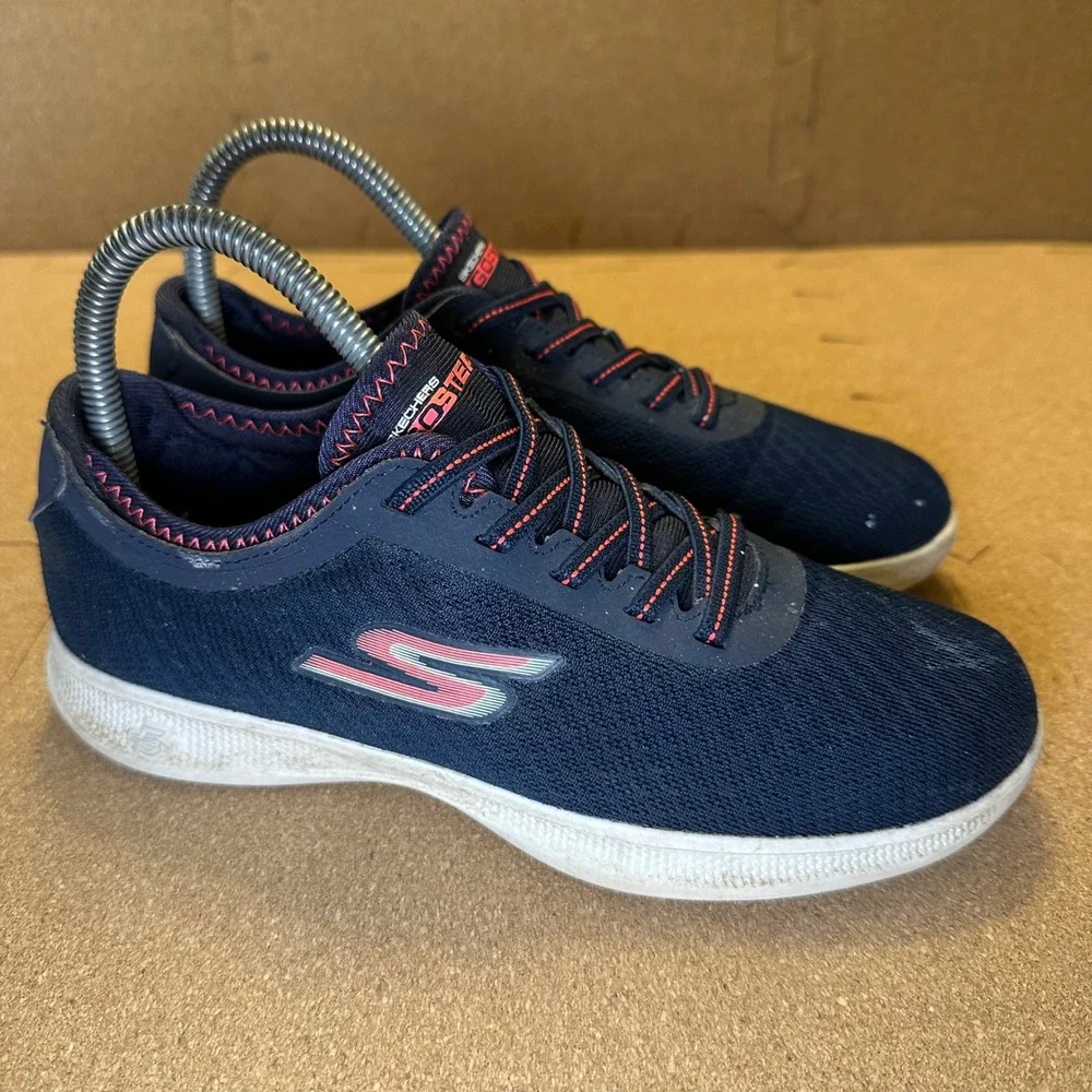 Skechers GOstep Navy Pink Mesh Walking Shoes Sneakers 14500 Womens Size 6 Comfy